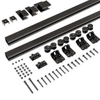 SMARTSMITH 8FT Box Rail Hardware Heavy Duty Steel Sliding Barn Door Track, Wall Mount Kit, Fit Indoor and Exterior Door, Smoothly and Quietly Easy to Install Double Door