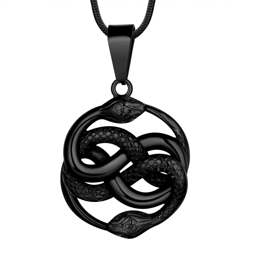 Hipunk Vintage Antique Infinity Snake Ouroboros Serpent Pendant Stainless Steel Necklace, Gothic Jewelry