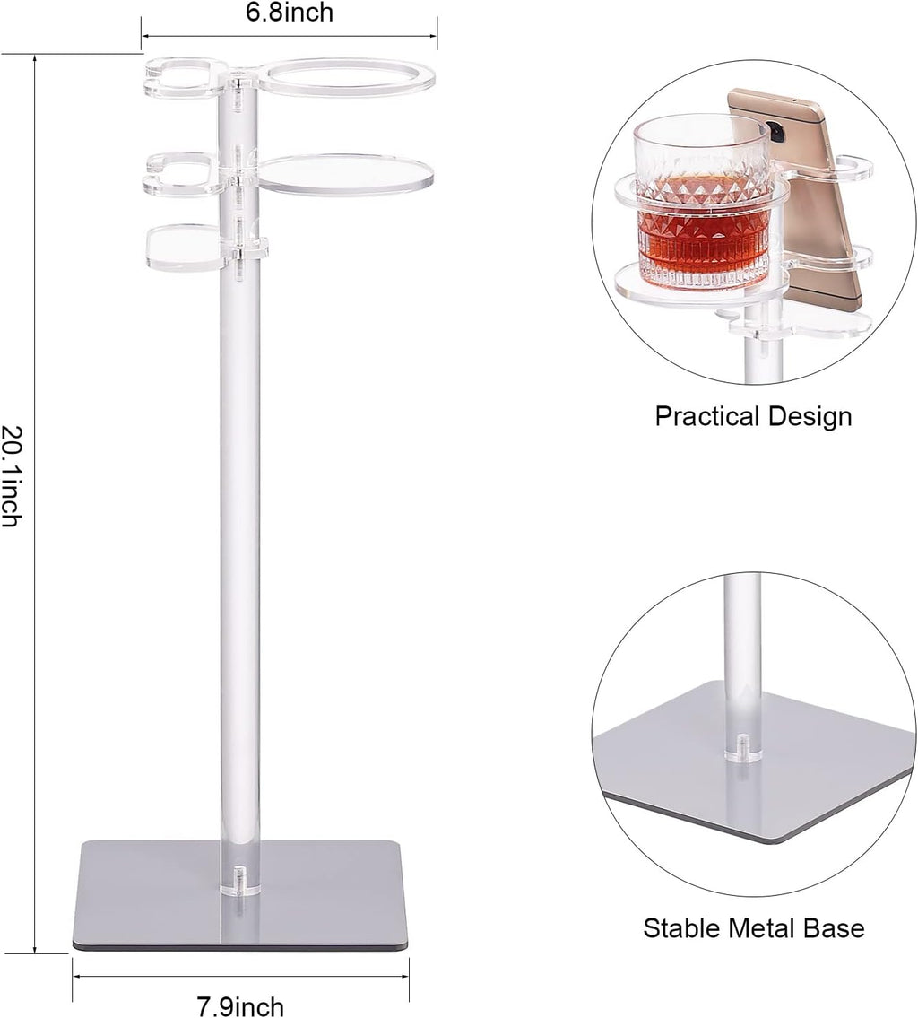 Aquiver Acrylic Drink Table for Small Space - Sofa Side Table for Drinks, Remotes, Phones - Metal Base, 7.9'' L x 7.9'' W x 20.1'' H