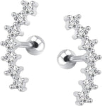 ZS Curve Seven Stud CZ Stud Earrings 316L Stainless Steel Ear Helix Conch Cartilage Piercing