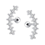 ZS Curve Seven Stud CZ Stud Earrings 316L Stainless Steel Ear Helix Conch Cartilage Piercing