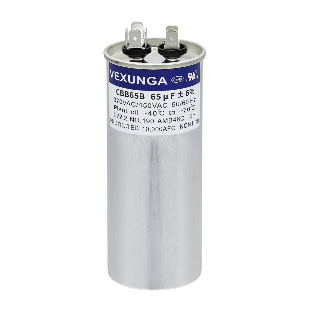 45/5 uF 45+5 MFD 370V or 440V Dual Run Start Round A/C Capacitor 45 5 uF 370 440 Volt VAC CBB65B Air Conditioner Capacitors for AC Unit Fan Motor Start or Heat Pump or Condenser Straight Cool
