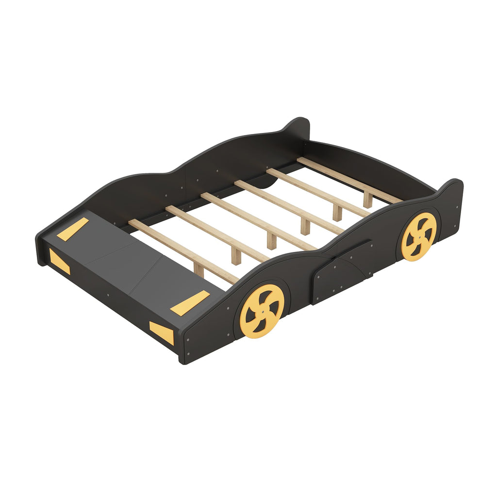 Merax racerbilsformet seng med hjul og opbevaring