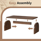 Farmhouse Coffee Table for Living Room - Dark Wood Rustic Rectangle Coffee Table Walnut, Solid Wooden Brown Center Table