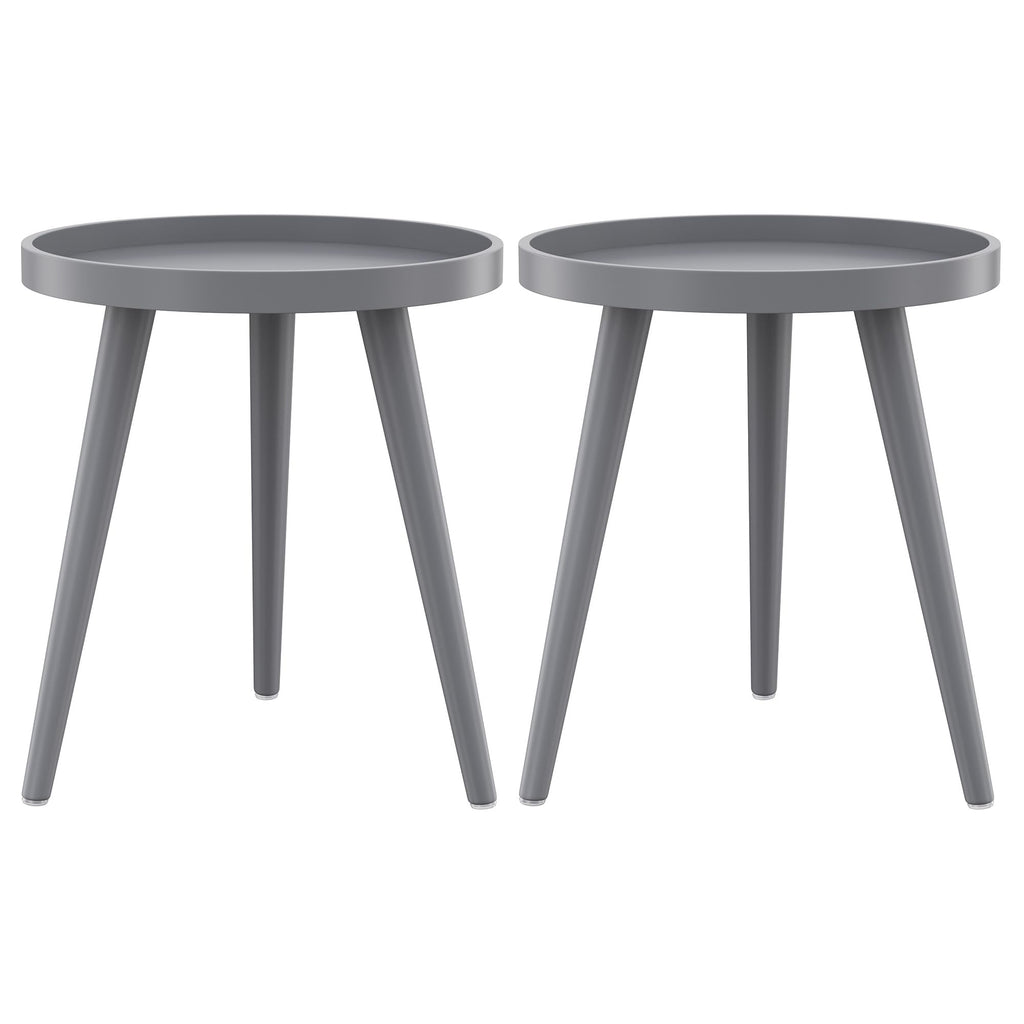 Apicizon Round Side Table, White Tray Nightstand Coffee End Table for Living Room, Bedroom, Small Spaces, Easy Assembly Bedside Table, 15 x 18 Inches