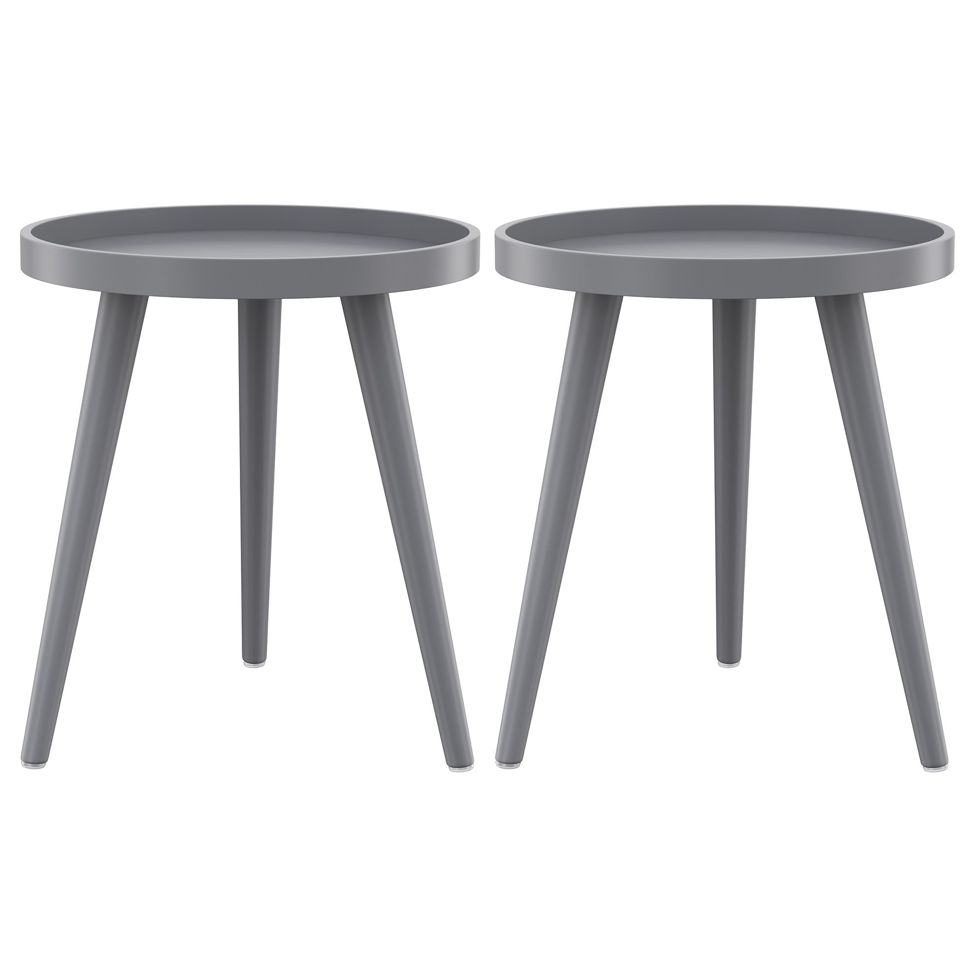 Apicizon Round Side Table, White Tray Nightstand Coffee End Table for Living Room, Bedroom, Small Spaces, Easy Assembly Bedside Table, 15 x 18 Inches