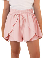 blibean Tween Pige Sommerfugl Shorts Børn Flydende Atletisk Nederdel Cheer Dance Flutter Skort Løb Gym Preppy Activewear 2025 Tøj Størrelse 14-15 År Gamle Lyserød