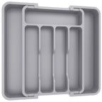 Lifewit Silverware Drawer Organizer, Expandable Utensil Tray for Kitchen, BPA Free Flatware and Cutlery Holder, Adjustable Plastic Storage for Spoons Forks Knives, 8.5-14 x 12", Black