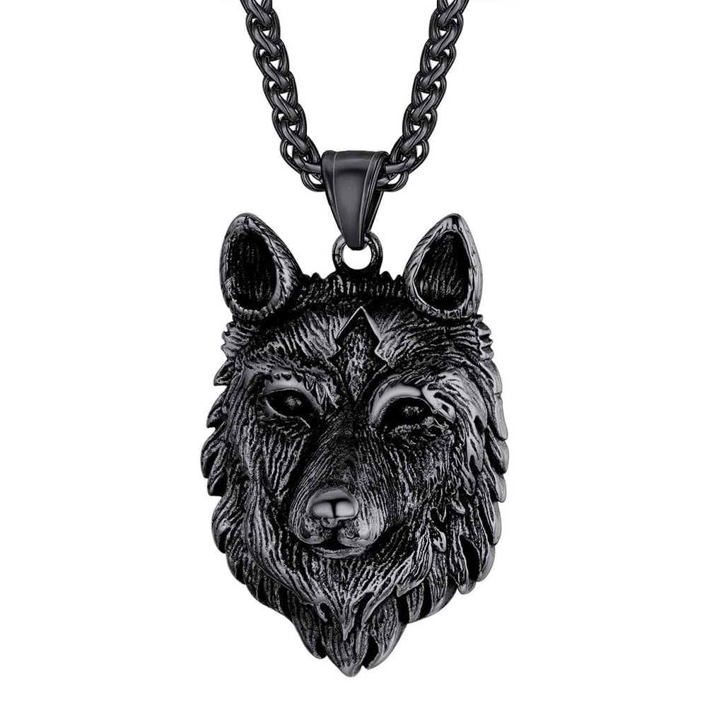 U7 Punk Chameleon/Eagle/Dragon/Hawk/Wolf Necklaces for Men Women, Retro Black Stainless Steel Animal Pendant Personalized Jewelry Gift Cool Necklace with 22 Inch Chain
