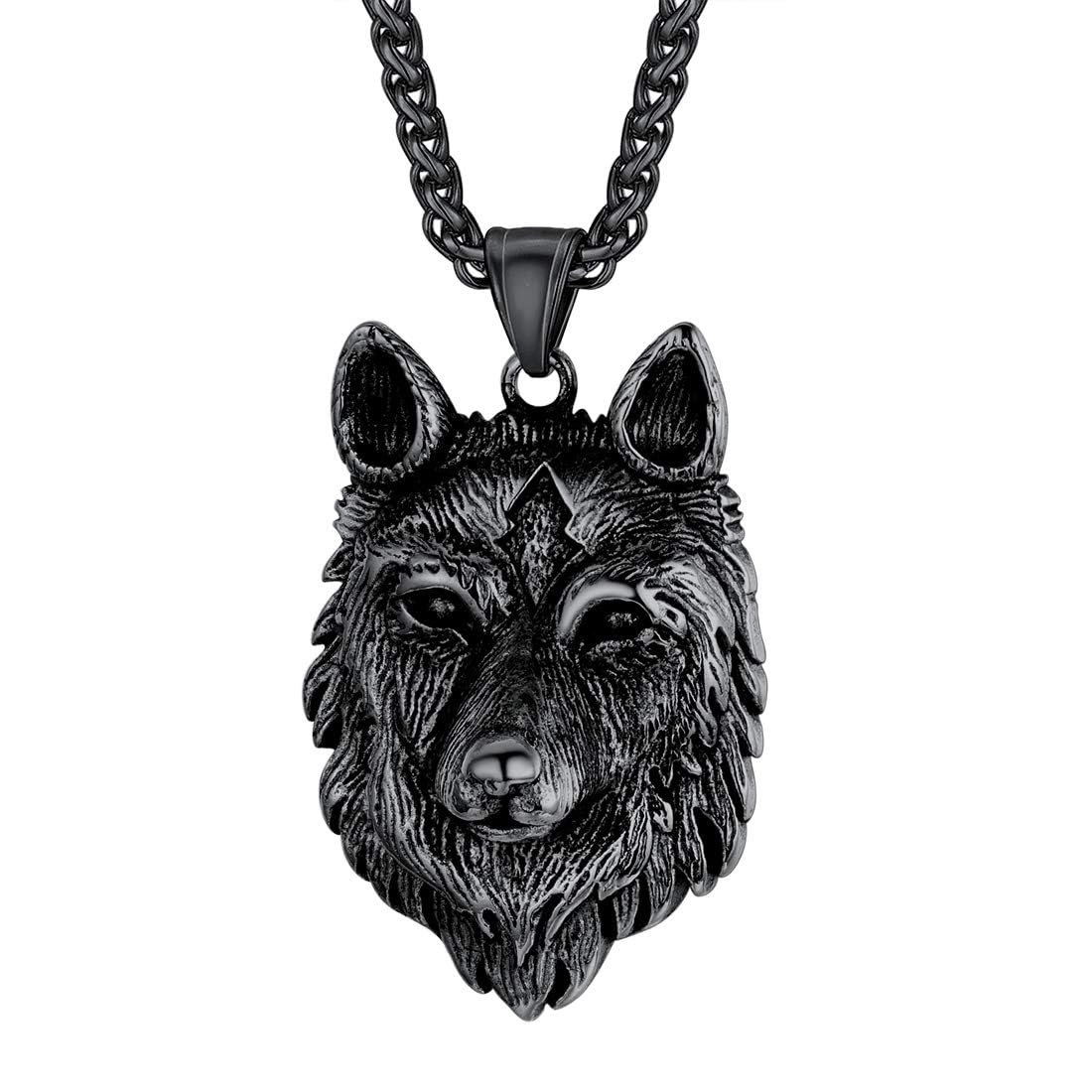 U7 Punk Chameleon/Eagle/Dragon/Hawk/Wolf Necklaces for Men Women, Retro Black Stainless Steel Animal Pendant Personalized Jewelry Gift Cool Necklace with 22 Inch Chain