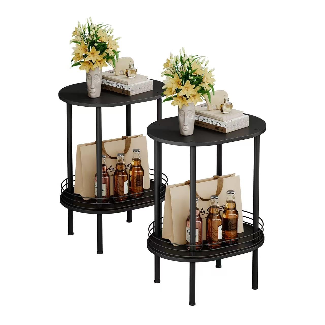 Small Round Side Table,Bedside Table with Storage,Morden Round Nightstand,Samll Side Table for Living Room,Bathroom,Bedroom, Nursery, Laundry, White