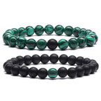 MengPa Mens Beaded Bracelets Couples Matching Bracelet Set Lava Rock Beads for Women Stone Jewelry