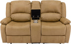 RecPro Charles 67" Double Recliner RV Sofa | Zero Wall Loveseat for Camper | Wall Hugger Couch | Fifth Wheel Theater Seating | Upgraded 2023 Fabric (Toffee)