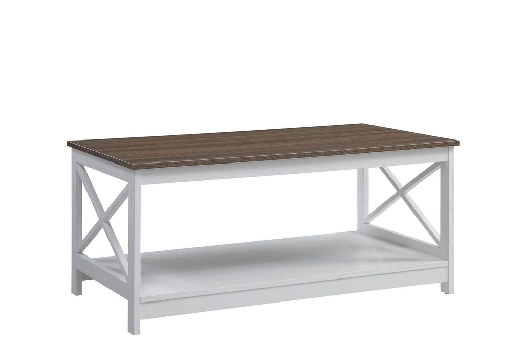 Convenience Concepts Oxford Coffee Table with Shelf, Blush Pink