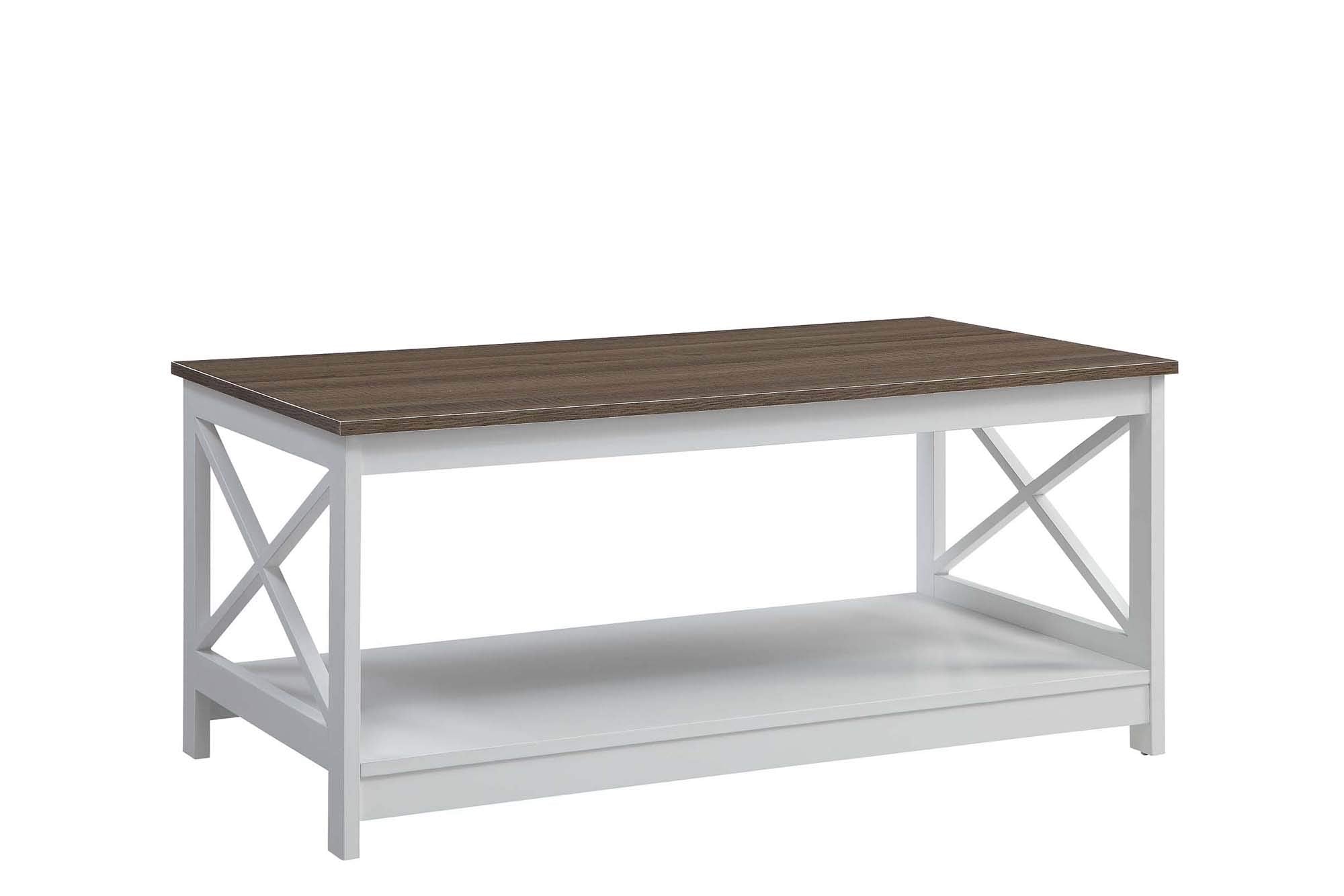 Convenience Concepts Oxford Coffee Table with Shelf, Blush Pink