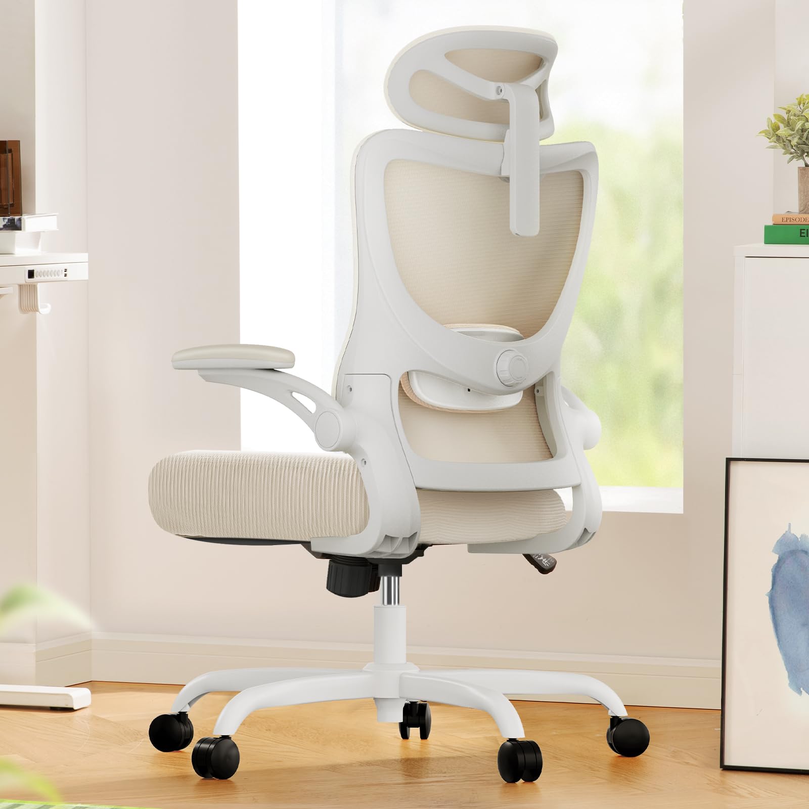 Marsail Ergonomic Office Chair: Office Computer Desk Chair with High Back Mesh and Adjustable Lumbar Support Rolling Work Swivel Task Chairs with Wheel 3D Armrests and Headrest