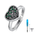AOBOCO 925 Sterling Silver Heart Celtic Tree of Life Cremation Urn Ring Holds Loved Ones Ashes, Always in My Heart Urn Ring for Ashes for Women, Memorial Keepsake Jewelry Embellished with Crystals from Austria