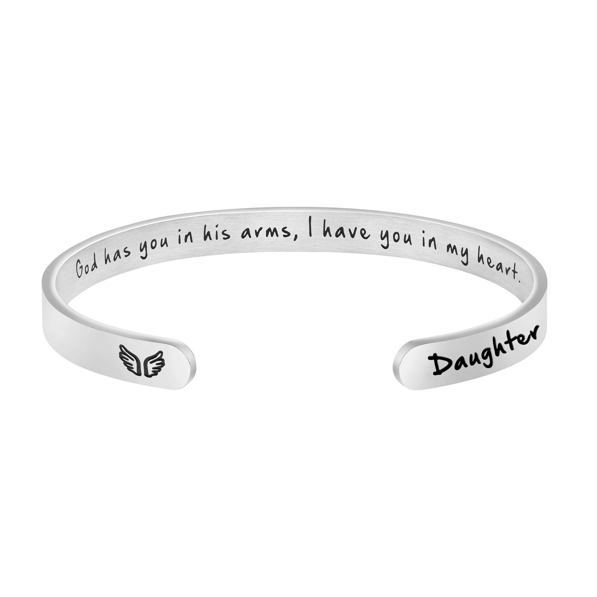 JoycuFF Memorial Gifts for Loss of Mom Dad in Memory of Jewelry Sympathy Bracelet Bereavement Cuff Secret Message Engraved Grief Gifts for Women