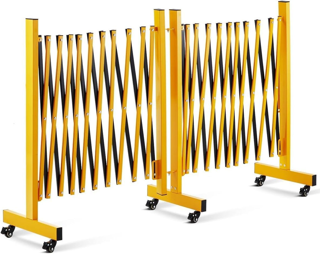 Expandable Safety Barricade, 23FT Portable Folding Security Barrier Gate, Retractable Adjustable Metal Barricades, Traffic Crowd Control Fence, for Outdoor, Industrial or Residential Use