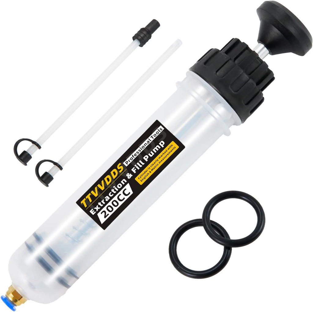 Automotive Fluid Extractor Pump, 200 cc Oil Extractor Pump with Hose, Sealed Upgraded Oil Change Pump, Lightweight Oil Suction Pump for Changing Transmission, Power Steering, and Brake Fluid