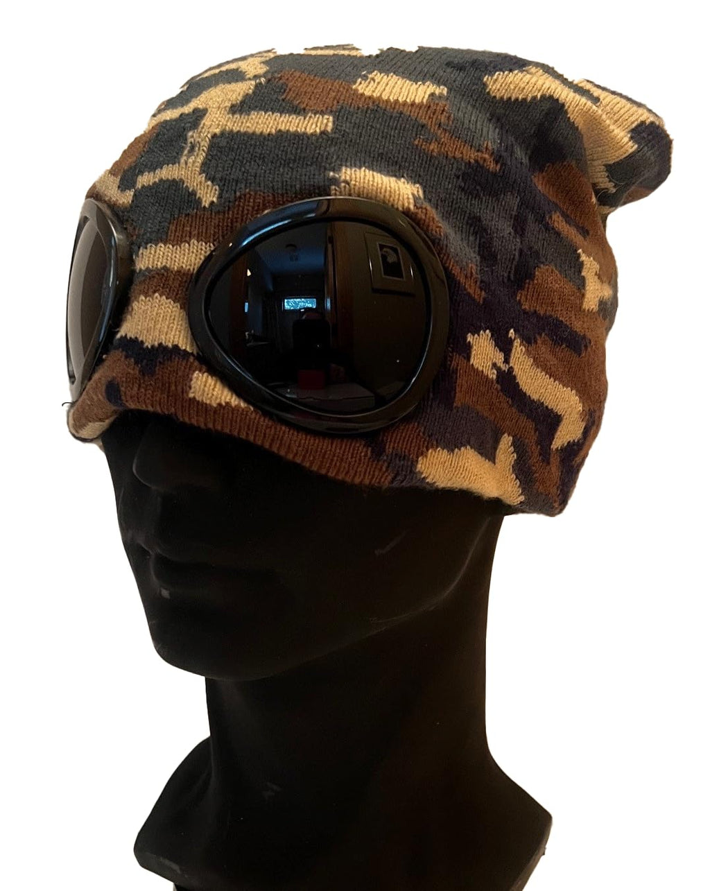 Beanie Hat with Goggles - Green Camo