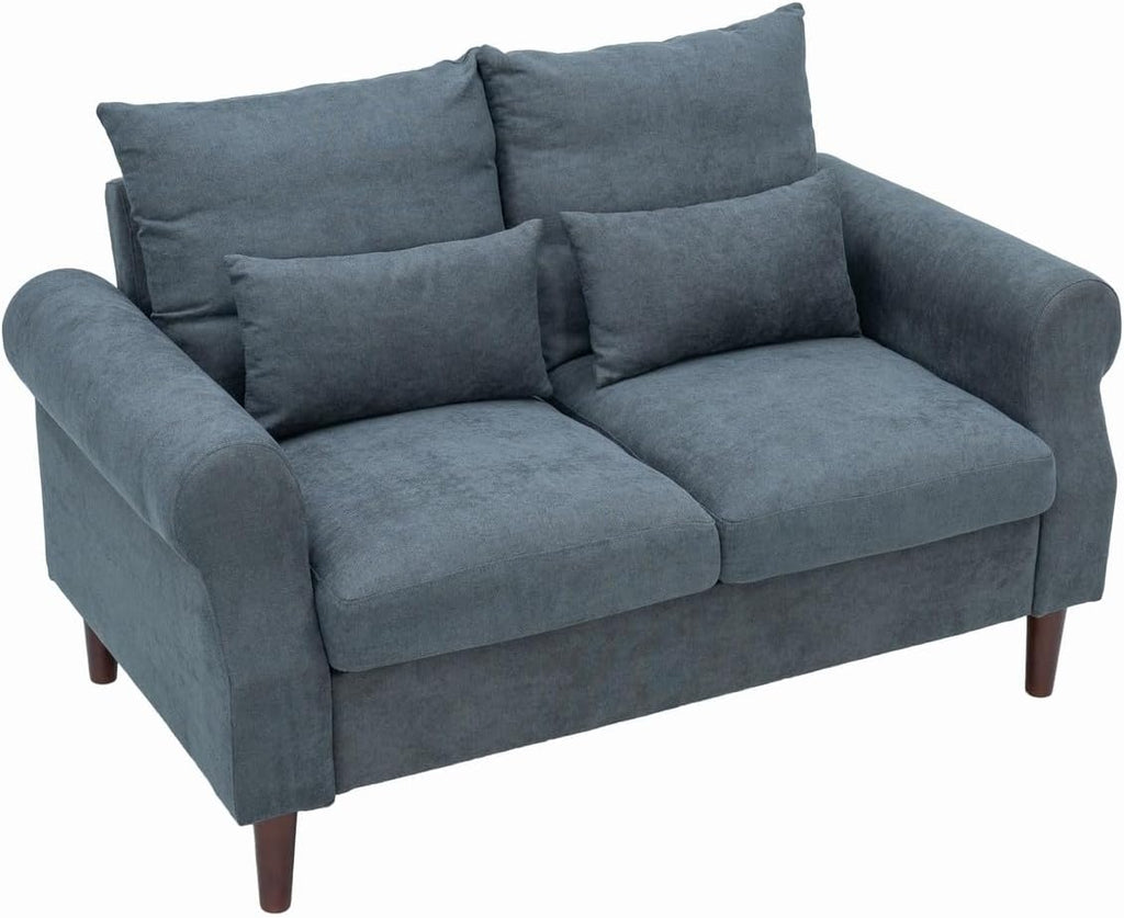 Panana 2 Piece Upholstered 3-Seat Sofa and Loveseat Sofa Set (Grey - Scroll Arm)