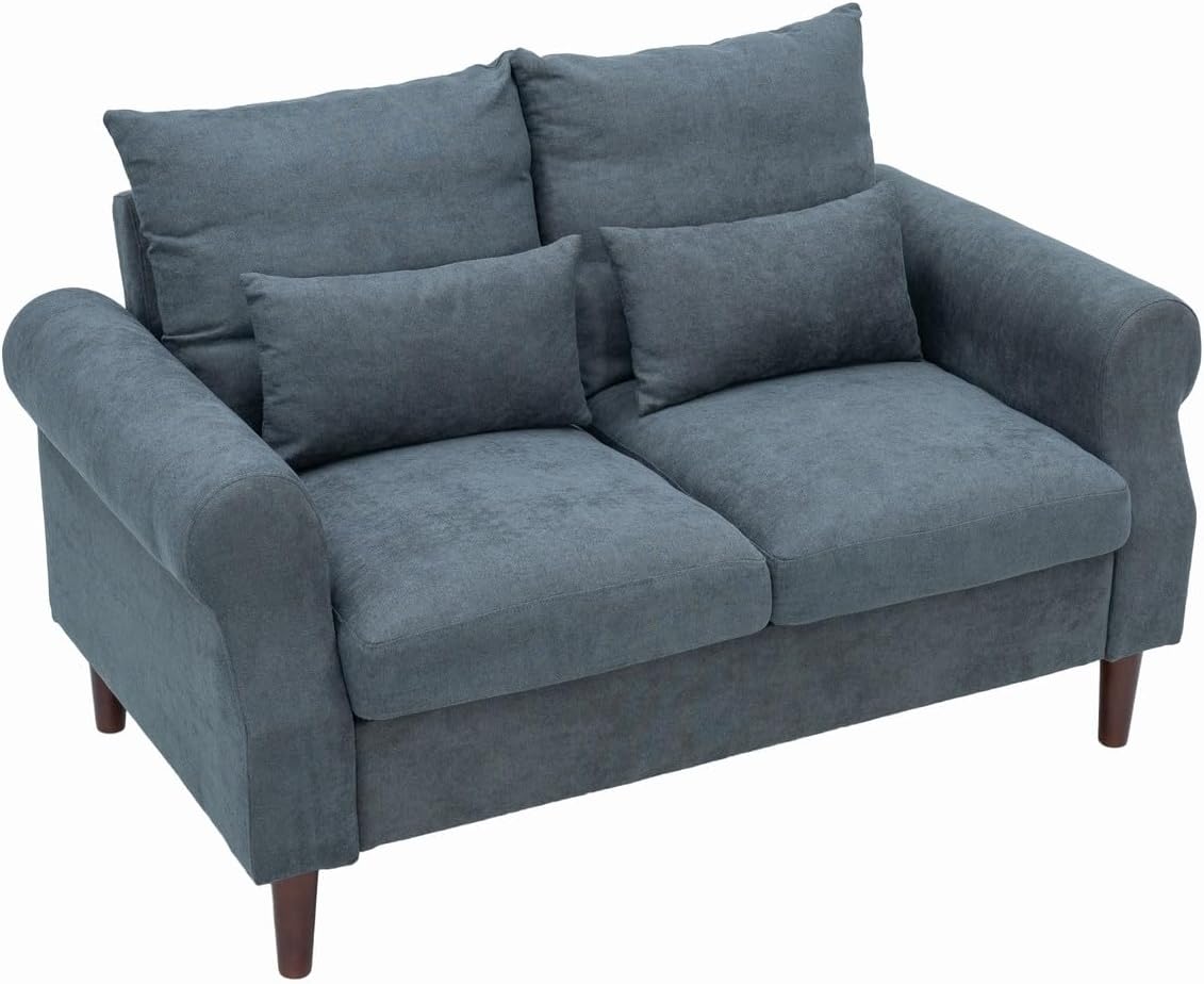 Panana 2 Piece Upholstered 3-Seat Sofa and Loveseat Sofa Set (Grey - Scroll Arm)