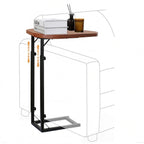 Premium Adjustable C Shaped End Table, Mini Side Tables for Couch and Sofa, Small Coffee Table with Metal Frame, Beautiful and Practical Sidekick for Your Living Room, Bedroom, Bedside, Rustic Black