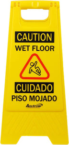 Caution Wet Floor Sign, Bilingual Foldable Safety Sign (17.12in x 8.38in x 0.94in), Yellow (1 Pack)