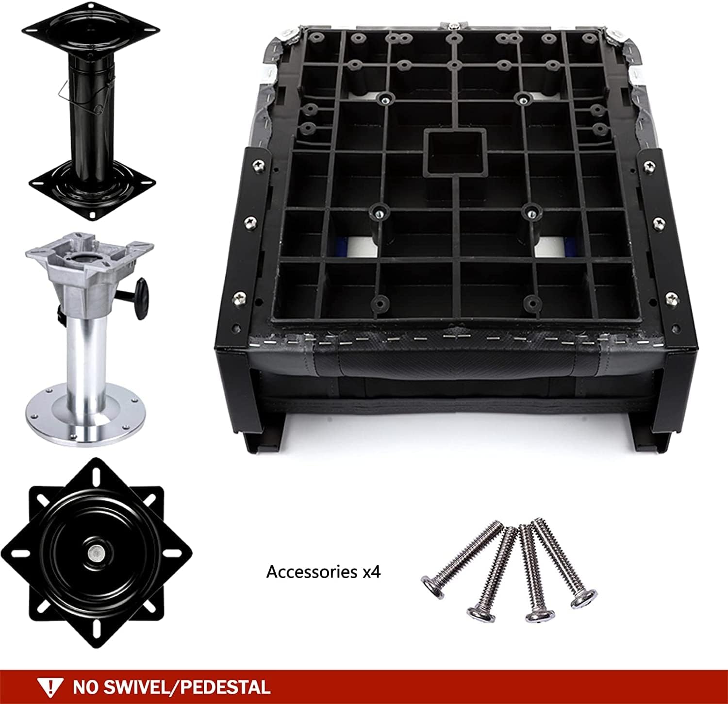 Premium Marine A Pair of Low Back Folding Boat Seat, Fishing Marine Seats with Stainless Steel Screws, Charcoal/Black(2 Seats)