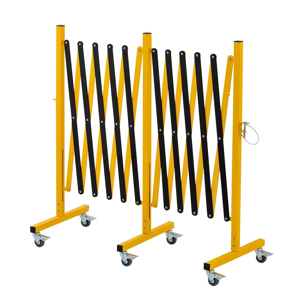GYMTIME Industrial Expandable Metal Barricade, 16 Feet, Easily Assembled Safety Barrier with Casters, Flexible Mobile Gate, Adjustable Traffic Fence