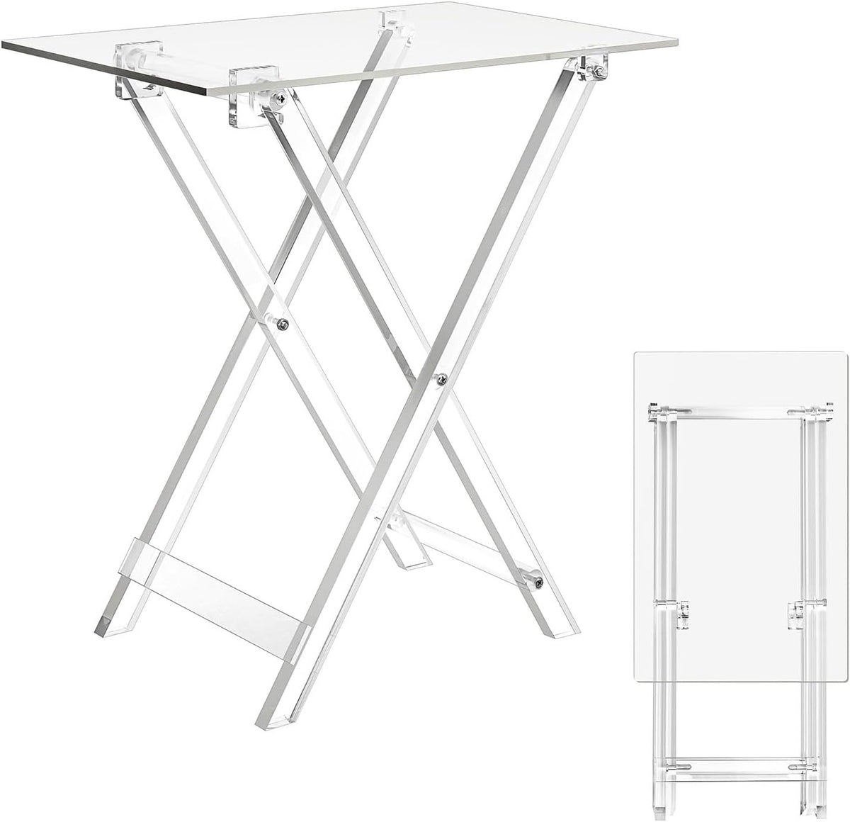 Namalu 1 Pcs Acrylic Foldable TV Dinner Table Clear Small Folding TV Tray Space Saving Acrylic Dining Table for Eating Snack Coffee Bed Desk Side Living Room Kitchen Furniture Easy Assembly