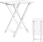 Namalu 1 Pcs Acrylic Foldable TV Dinner Table Clear Small Folding TV Tray Space Saving Acrylic Dining Table for Eating Snack Coffee Bed Desk Side Living Room Kitchen Furniture Easy Assembly