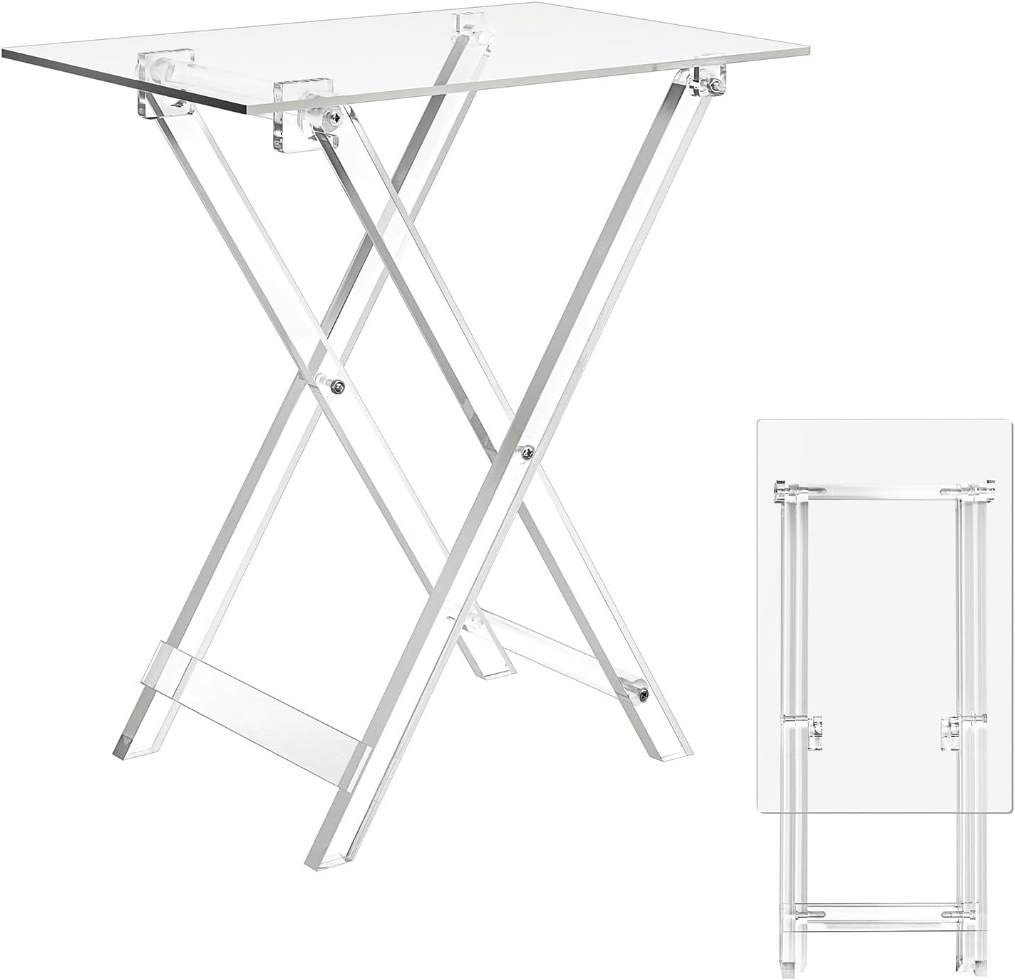 Namalu 1 Pcs Acrylic Foldable TV Dinner Table Clear Small Folding TV Tray Space Saving Acrylic Dining Table for Eating Snack Coffee Bed Desk Side Living Room Kitchen Furniture Easy Assembly