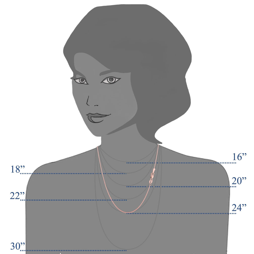 14k Roségold Massiv Echtgold Spiegel Box Kettenhalskette, 0,6 mm, 18"