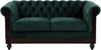 Merax Velvet Chesterfield Sofa, Retro Style Upholstered 3 Seater Leather Couch Rolled Arm for Living Room Bedroom Office, Dark Green