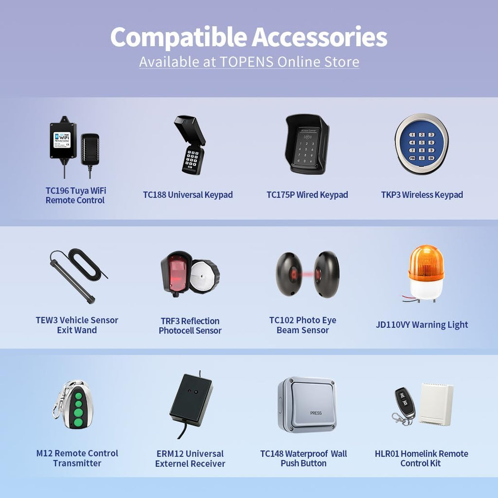 TOPENS RK2500T Automatic Sliding Gate Opener Rack Drive Electric Gate Motor for Heavy Driveway Slide Gates Up to 5700 Pounds Security Gate Operator AC Powered with Gear Rack and Remote Control