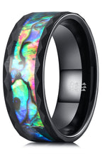 THREE KEYS JEWELRY Abalone Shell Inlay Tungsten Rings 4mm 6mm 8mm Womens Mens Silver Wedding Band/Customized Ring