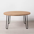 Shivpiin 36" Round Wood & Wire Coffee Table