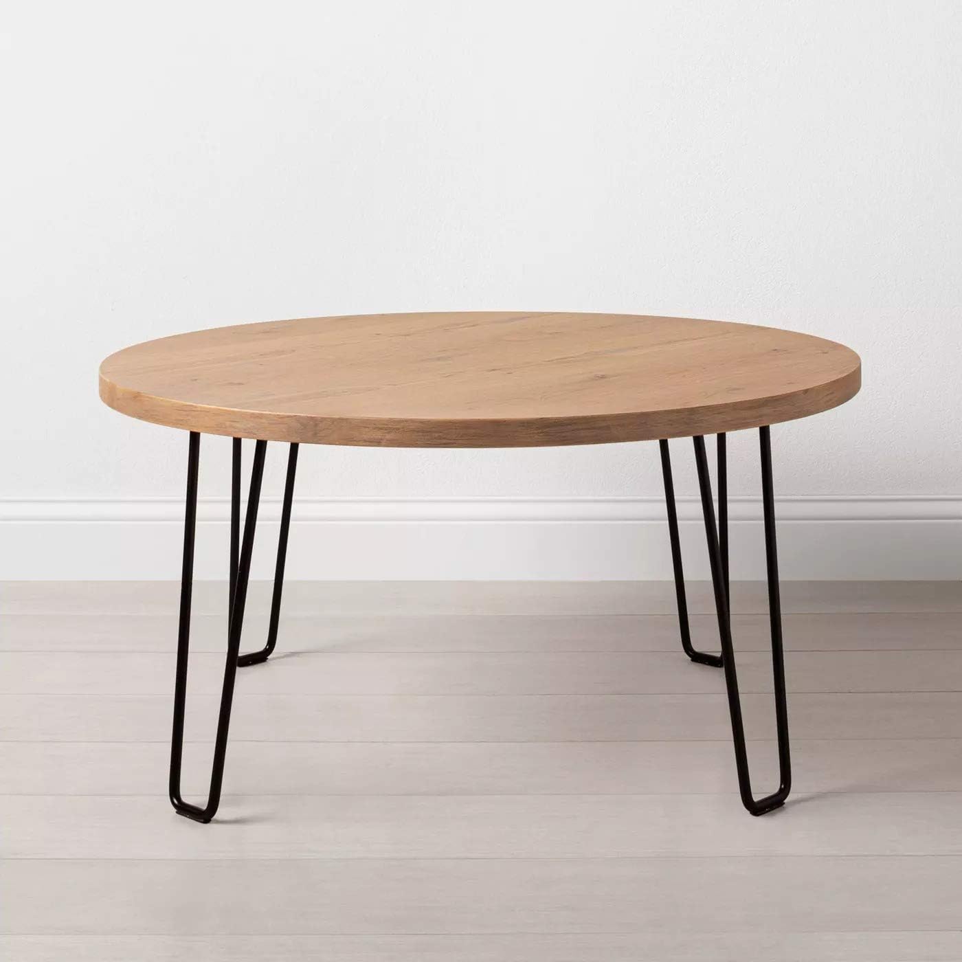 Shivpiin 36" Round Wood & Wire Coffee Table