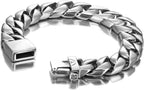 Urban Jewelry Stunning Solid Tungsten Link Bracelet for Men Polished Link, Puzzle, Ceramic Style (Silver, Black, 18K Gold Plated Option)