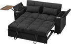 65'' 3-in-1 Folding Convertible Sofa Bed, Pullout Sofa, Modern Chenille Fabric, 360° Swivel Side Table, Easy Assembly, Perfect for Living Room, Black