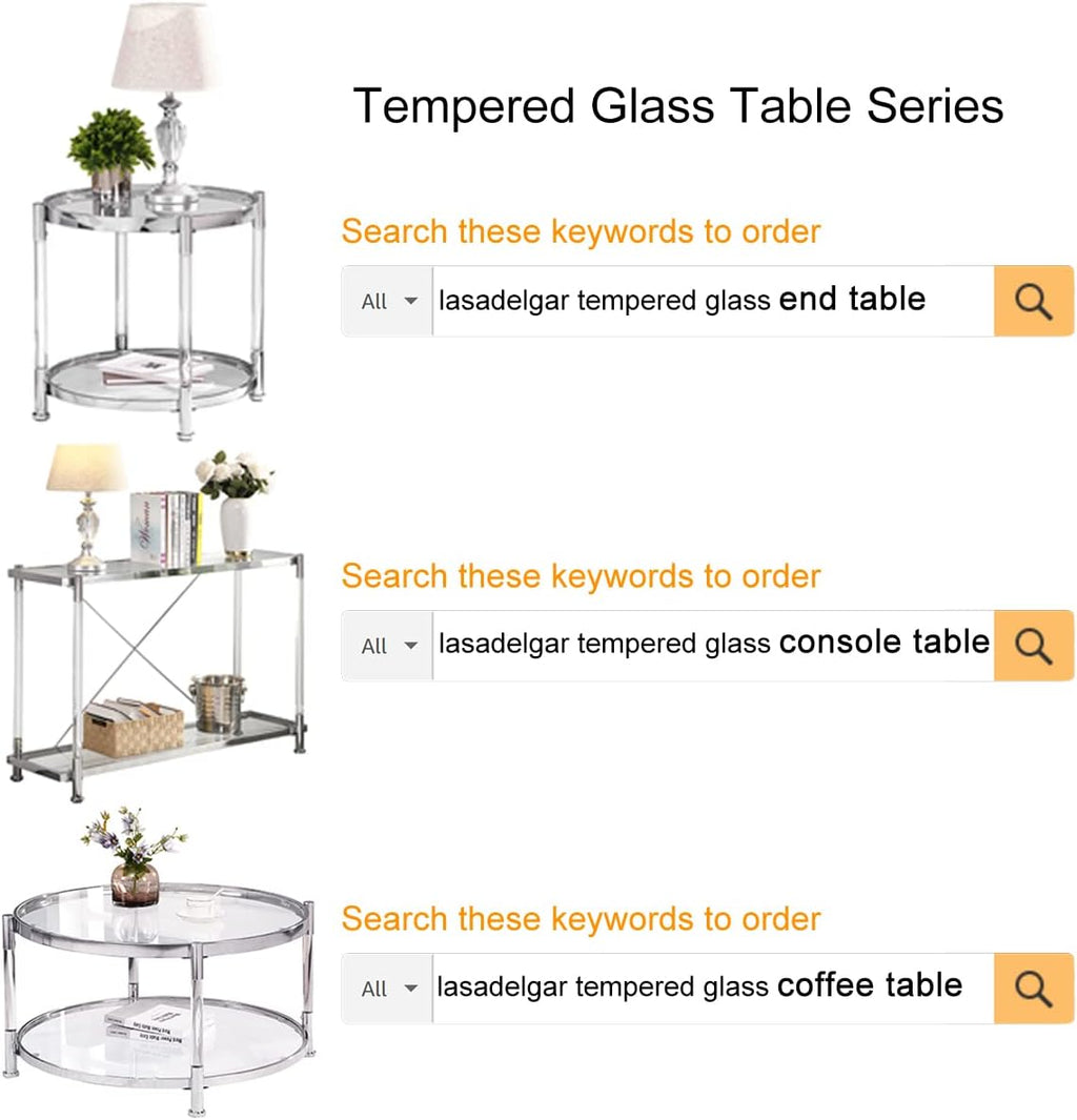 Tempered Glass Round Coffee Table, 32.3" Modern Acrylic Legs Circle Coffee Table for Living Room