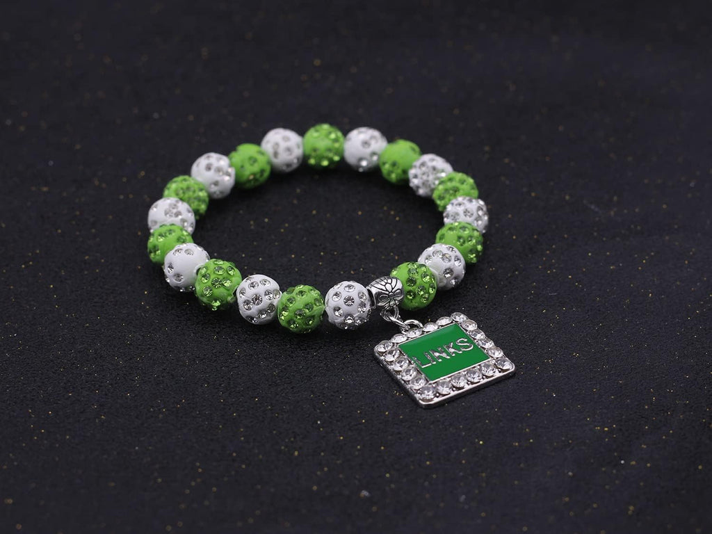 Sorority Paraphernalia Gift for Women Greek Sorority Bracelet Pink and Green Rhinestone Bracelet Sisterhood Jewelry