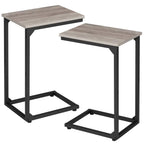 AMHANCIBLE C Shaped End Tables, TV Trays Set of 2 for Living Room, Slide Under Couch Table for Sofa, Bedroom, Small Space, Rustic Brown HET02CBR