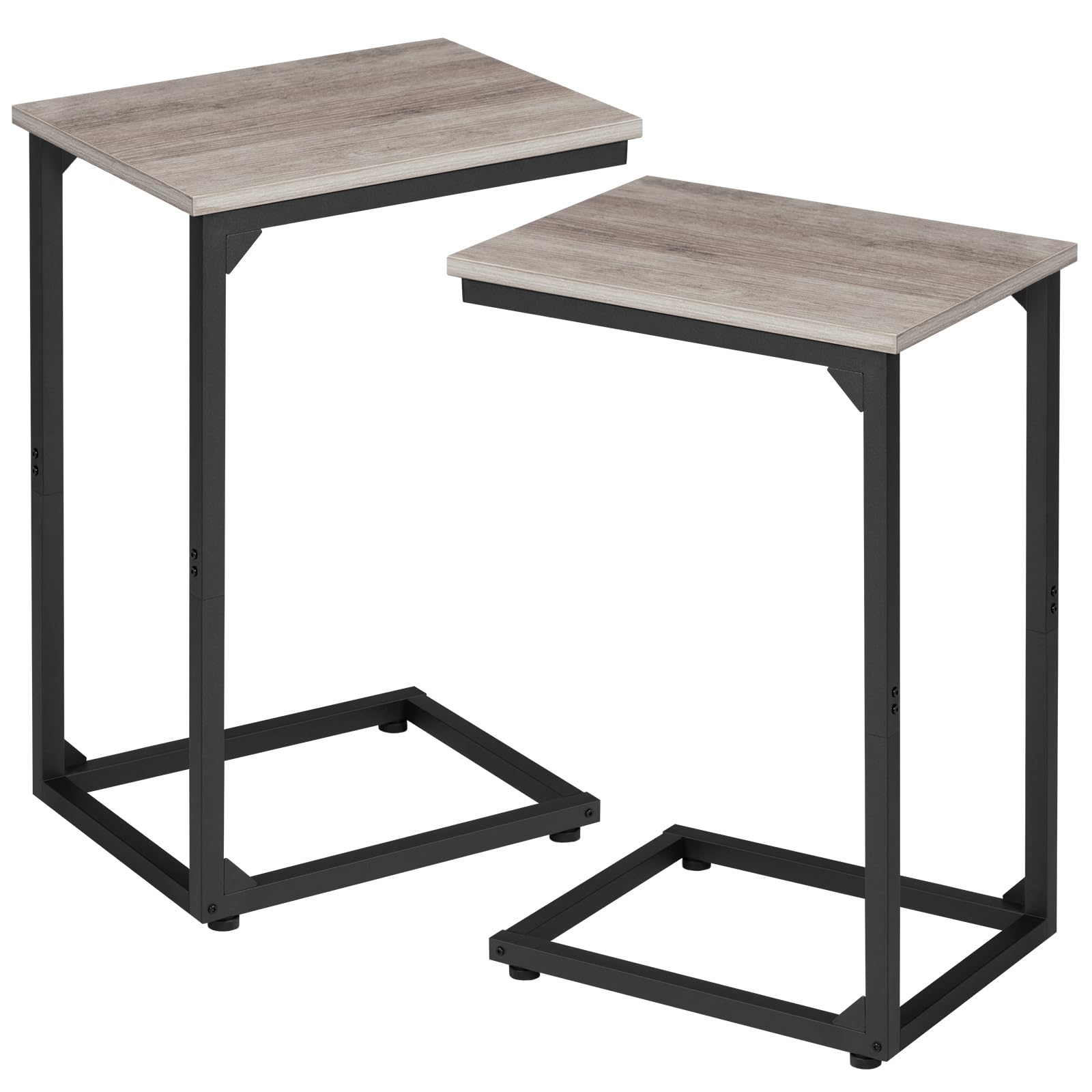 AMHANCIBLE C Shaped End Tables, TV Trays Set of 2 for Living Room, Slide Under Couch Table for Sofa, Bedroom, Small Space, Rustic Brown HET02CBR