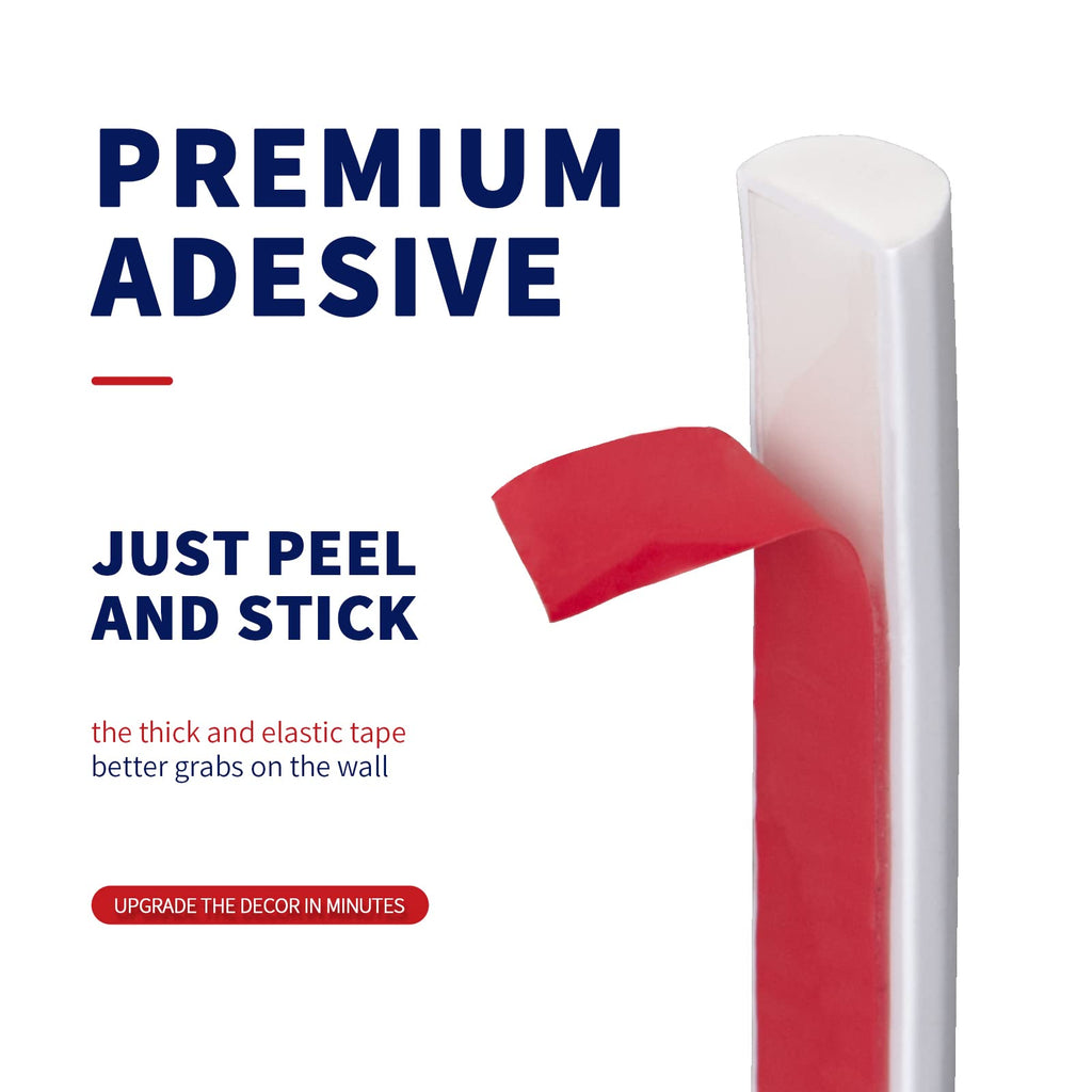 Art3dwallpanels 10 Ft Flexible Peel and Stick Trim Molding for Backsplash Tile Edge, Self-Adhesive Wall Trim for Corner Decor, 120x0.47x0.2 Inch White - Grand Goldman