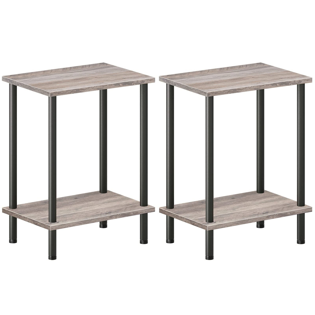 HOOBRO End Table, Small Side Table, Nightstand with 2-Layer Storage Shelves, Sofa Table for Small Spaces, Living Room, Bedroom, Stable Frame, Easy Assembly, Rustic Brown BF09BZ01