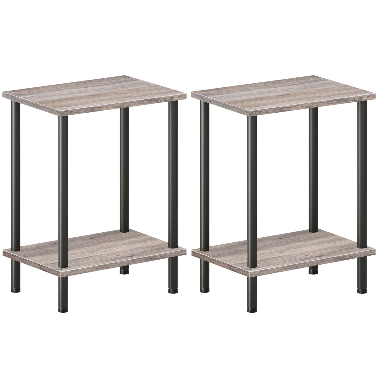 HOOBRO End Table, Small Side Table, Nightstand with 2-Layer Storage Shelves, Sofa Table for Small Spaces, Living Room, Bedroom, Stable Frame, Easy Assembly, Rustic Brown BF09BZ01