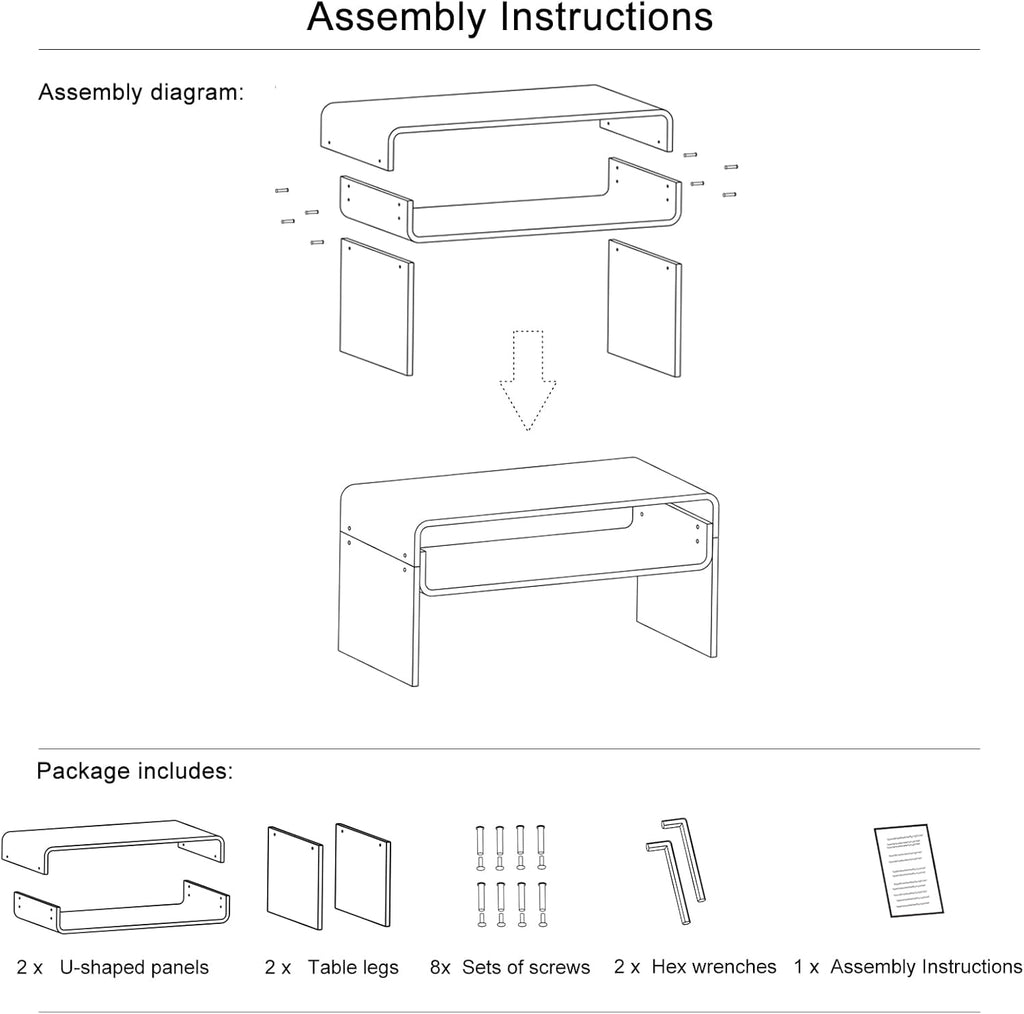 Acrylic Coffee Table, Clear Rectangle Side Table Furniture, Modern Tea Table With Open Storage, End Table for Living Room, Office Reception and Bedroom
